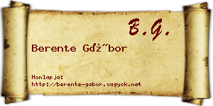 Berente Gábor névjegykártya