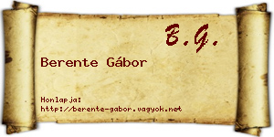 Berente Gábor névjegykártya